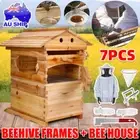 Wooden Bee Hive Frames Beekeeping Beehive House 7x Honey Comb Frame Kit Garden