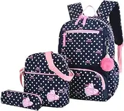 [Miekeits] 3Pcs Crown Prints Backpack Sets Bowknot Primary Schoolbag Travel Daypack Shoulder Bag Pencil Case