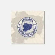 Andorra Map Grunge Travel 4'' X 4'' Square Wooden Coaster