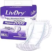 LivDry Incontinence Pad Insert for Men and Women | Extra Absorbency with Odor Control (Hyper 2000 (20 Count))