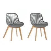 Design Square Set Of 2 Amira Kitchen Dining Chairs - Grey/Oak