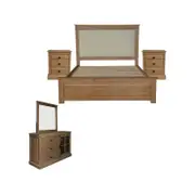 Jade 5pc King Bed Suite Bedside Dresser Bedroom Furniture Package - Natural