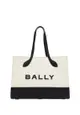 Bally White and Black Leather Tote Shoulder Bag