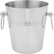 Omabeta Stainless Steel Wine Bucket Large Capacity Metal Beverage Bucket Ice Drink Holder with Double Handles for Beer Champagne Soda Outdoor Party Picnic (Silver S Size)