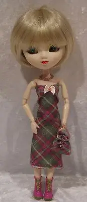 Made to fit 12½" PULLIP #37 Dress, Necklace & Purse Set, Handmade doll clothes