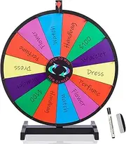 24" Tabletop Spinning Prize Wheel 14 Slots with Durable Plastic Base, Dry Erase Markers and Eraser with 2 Pointers for Fortune Spin Game in Party Pub Trade Show Carnival