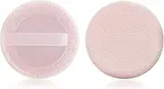 [Sibba] Pack of 2 Loose Powder Puff Round Velour Face Makeup Sponge with Band Puff Compact Body Container Setting Pressed Blend Foundation Cream Cushion Applicator Beauty Blender Sponge Pink