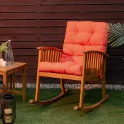CostwayPatio High Back Chair Cushion Chair Seat Pads with Non-slip Rope Belts-Orange