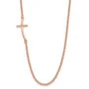 Sterling Silver Rg-Plated Small Off-Set Sideways Curved Cross Necklace