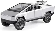 OANMYJJO Boy Toy Pickup Truck 1/24Cybertruck Die-cast Metal Model Car, With Sound and Light Pull Back, Suitable for Children Aged 3 and Above as Birthday Gifts (Silver, equipped with beach motorcycle)