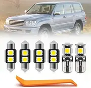 12pcs Super Bright 6000K White LED Interior Light Kit Package for Toyota Land Cruiser 100 series 1998 1999 2000 2001 2002 2003 2004 2006 2007 Interior Map Dome Trunk Door Light Bulbs