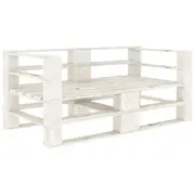 Garden 2-Seater Pallet Sofa White Solid Pinewood vidaXL
