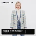 MISS SIXTY冬季新款毛呢外套女優雅氣質V領拼接中長6W3MJ3360000