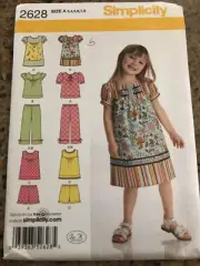 SIMPLICITY #2628 - GIRLS DRESS - TOP - CAPRI PANTS & SHORTS PATTERN 3-8 FF