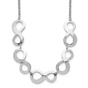 Sterling Silver Rhodium-Plated Infinity W/2In. Ext. Necklace