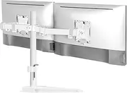 Mount-It! Dual Monitor Stand for Desk, Free Standing Monitor Stands for 2 Screens up to 19.8lbs per Arm, Fully Adjustable Dual Monitor Mount with Tilt, Swivel, Rotation with VESA 75 and 100, White
