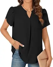 [TAOHUADAO] Women's Blouse Tunic Dressy Summer Tops V-Neck T-Shirt Ladies Chiffon Shirt