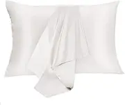 JOGJUE Silk Pillowcase for Hair and Skin 2 Pack 100% Mulberry Silk Bed Pillowcase Hypoallergenic Soft Breathable Both Sides Silk Pillow Case with Hidden Zipper, Standard Size Pillow Cases (White)