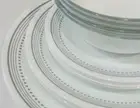 ❤️ NEW 16-pc Corelle MYSTIC GRAY Dinnerware Set BORDER of SOFT GREY BANDS & DOTS