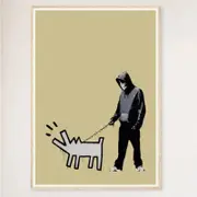 Galrie Banksy Choose Your Weapon Gold Poster (2010) - Art Collection Essential, Wood Frame, 70 x 100cm (28 x 40inch)