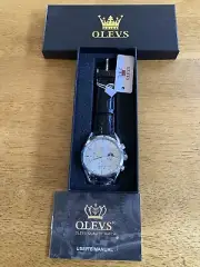 Waterproof Quartz Luxury Watch OLEVS Luminous Men's Business Date Leather Strap