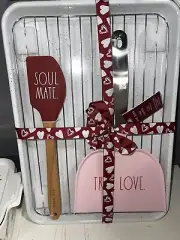 Rae Dunn 4 Piece Baking Set Valentine/wedding 11x16 Sheet Spatula Whisk NEW