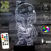 BOBA FETT BOUNTY HUNTER 3D LED Battery USB Night Light Colour Change Room Lamp