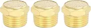 uxcell Brass Pneumatic Exhaust Muffler 1/2" NPT 3 Pcs Flat Sintered Air Breather Vent Filter Solenoid Valve Noise Reducer Fitting for Compressor Cylinders Oil Tanks Air Tools, Golden