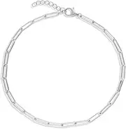 [BERRICLE] Sterling Silver Paperclip Fashion Link Chain Anklet Ankle Bracelet for Women 9.5 inch (Yellow Gold Flashed, Rhodium Plated)