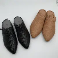 在飛比找蝦皮購物優惠-【100號倉庫】真皮手工編織穆勒鞋(2色)