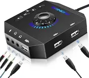 External Sound Card，PHOINIKAS USB Hubs，with Stereo Audio Adapter，with 3.5mm Headphone and Microphone Jack，for Windows, Mac, PC, Laptops, Desktops, PS4 Computer External USB