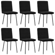 vidaXL Diamond Quilted Pattern Dining Chairs 6 pcs Black Velvet Metal Legs 45 x 54 x 83 cm