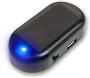 Car Solar Power Alarm Lamp Security System Dashboard Warning Indicator LED Theft Flash Blinking Anti-Theft Caution (Blue)(B)