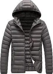 [JEShifangjiusu] Lightweight Cover Jacket With Hat Warm Winter Thick Ski Jacket Man Sports Jacket, grey, 7XL