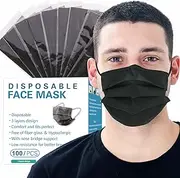 mystcare Individually Wrapped Masks 100 Pack Disposable,Face Mask Protection for Adults 3-Layer Filter Safety Face Masks(100, Black)