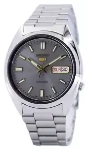 Seiko 5 Automatic Grey Dial Silver Stainless Steel Band SNXS75K1 Men's Watch