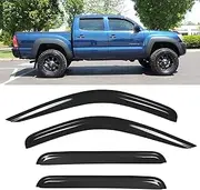 Original Side Window Wind Deflector, 4pcs Out-Channel Tape-On Nice Rain Guards Set, Vent Visor fit for 2005-2015 Toyota Tacoma Double Cab 94056 XP1