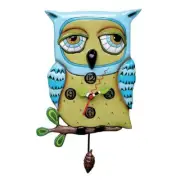 Allen Designs Blue Owl Pendulum Wall Clock P1062