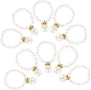 Kisangel 10pcs Little Yellow Duck Jewelry Miniature Pearl Cute Beads Doll Duck Dolls Mini Fake Beads Necklace Chain Pretend Jewelry Mini Figurine Necklace Plastic White
