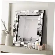 24×24 inch Wall Mirrors Decorative Square Abstract Wall Mirror Wave Shaped