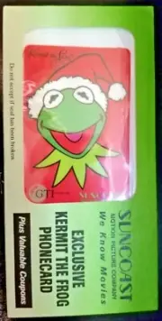 Vintage Kermit The Frog phone card exclusive to Suncoast Motion Picture Co.