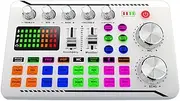 Live Sound Card o Recording Desktop Singing BT Wirel Accompaniment Plug and Play Voice Changer and o Interface for Streaming Podcasting Gaming Recording Soundboard Built-in Battery White One Size