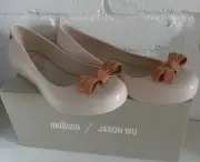 Melissa X Jason Wu Women’s Size 8 Ballet Flats Bow Beige Slip On New In Box DORA