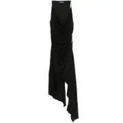 [David Koma] David Koma Crystal-claw Detailed Asymmetric Midi Dress 8 UK BLACK