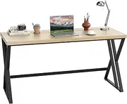 Giantex 150cm Computer Desk, Large Industrial Home Office Desk with Heavy-Duty Metal Frame & Crossbar, Executive PC Workstation Writing Desk for Working Gaming Study, Maple