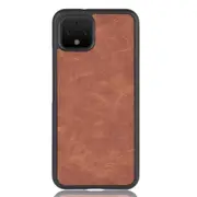 2PCS For Google Pixel 4 Shockproof Sheep Skin PC + PU + TPU Case(Brown)