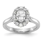 14k White Gold Oval Halo Engagement Simulated Diamond Ring