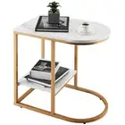 Giantex Modern C-shaped Side Table 2-Tier End Table w/Storage Compact Snack Desk