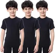 [LANDUNSI] 1 or 2 Pack Youth Boys Compression Shirt Athletic Short Sleeve Baseball Undershirt Soccer Sports Base Layer Top