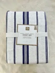 Pottery Barn Teen Queen Hana Stripe Jersey Knit Sheet set Soft favorite Tee
